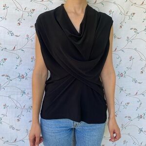 Norma Kamali black dress top blouse XL